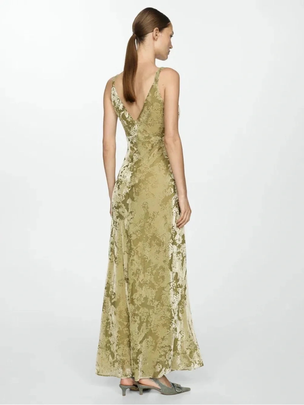Mango Javier Burnout Velvet Maxi Dress